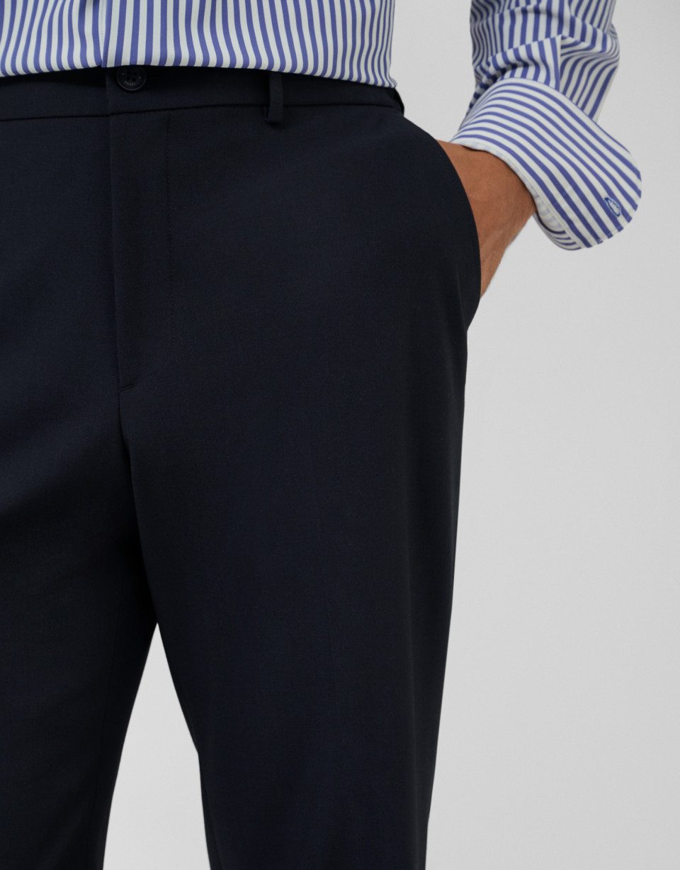 Pantalón vestir azul marino con cintura ... | Roberto Verino