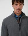 Dark gray high neck plain zipper jacket | Roberto Verino
