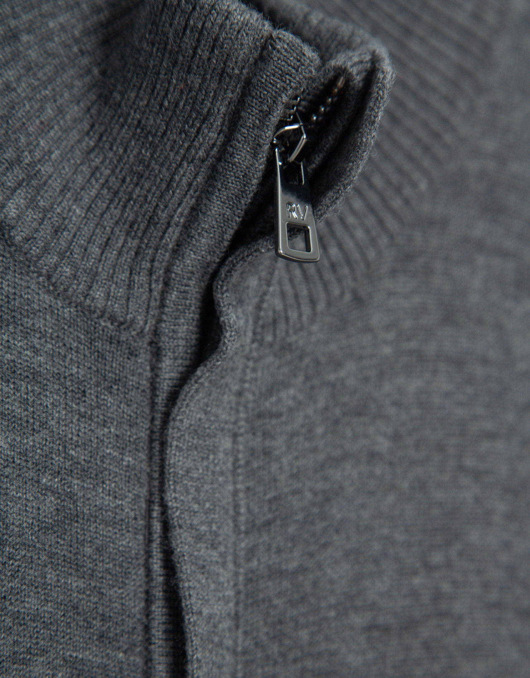 Dark gray high neck plain zipper jacket | Roberto Verino