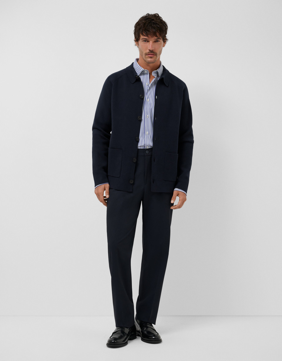 Navy buttoned knit overshirt - Hombre - AW2026 | Roberto Verino