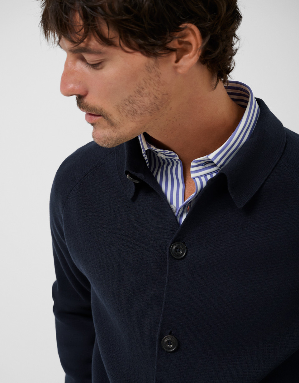Navy buttoned knit overshirt - Hombre - AW2026 | Roberto Verino