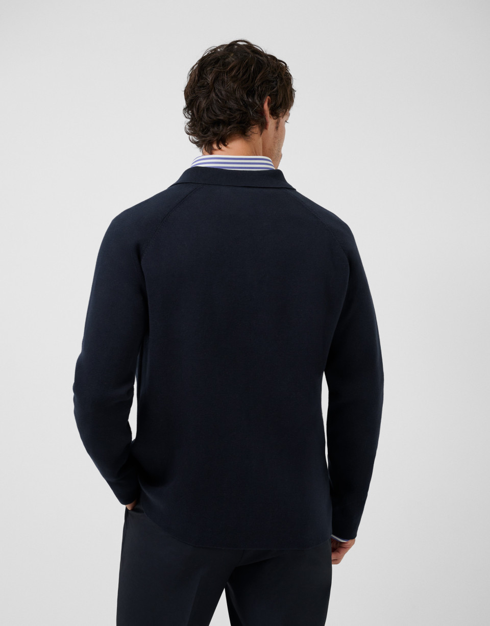 Navy buttoned knit overshirt - Hombre - AW2026 | Roberto Verino