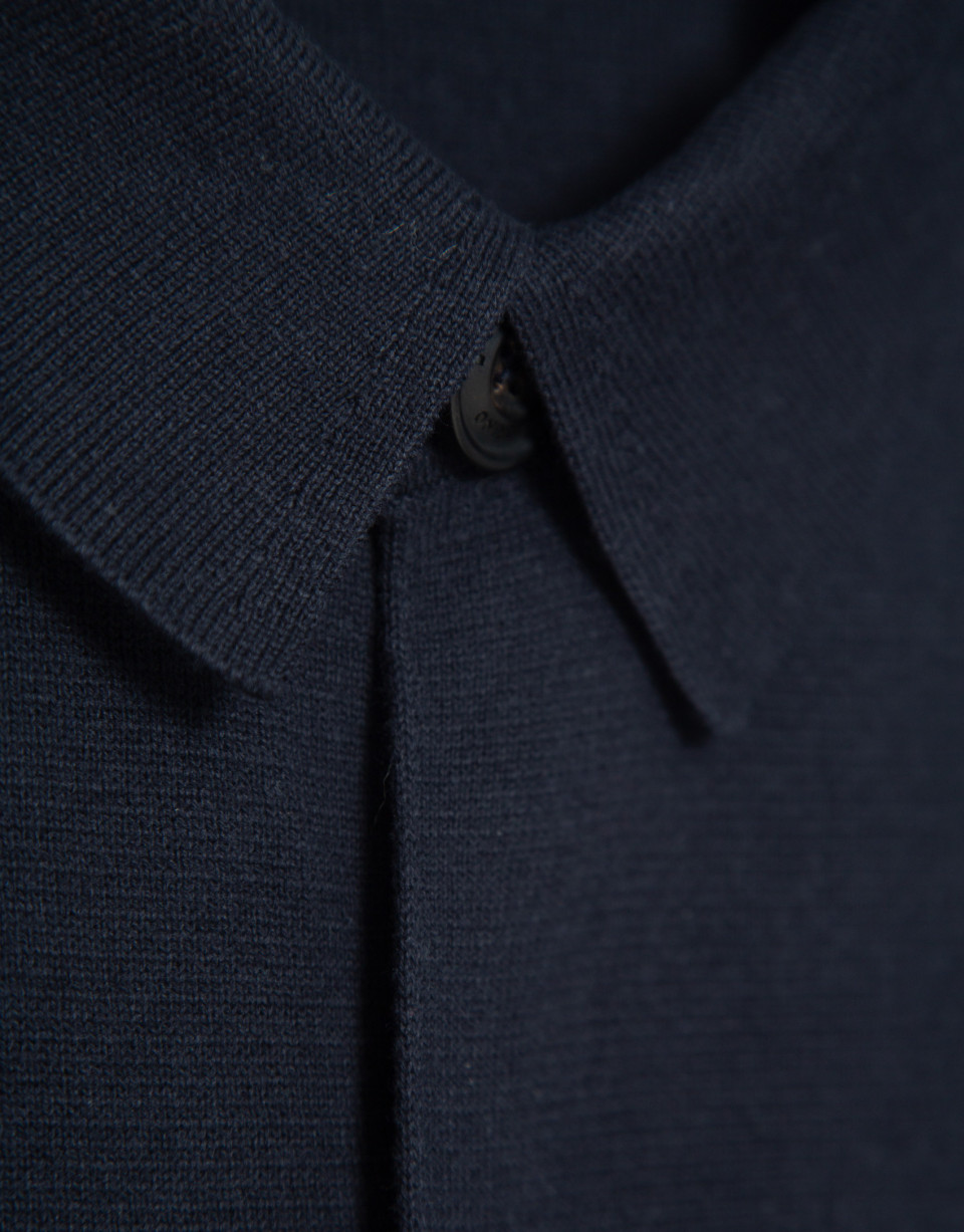 Navy buttoned knit overshirt - Hombre - AW2026 | Roberto Verino