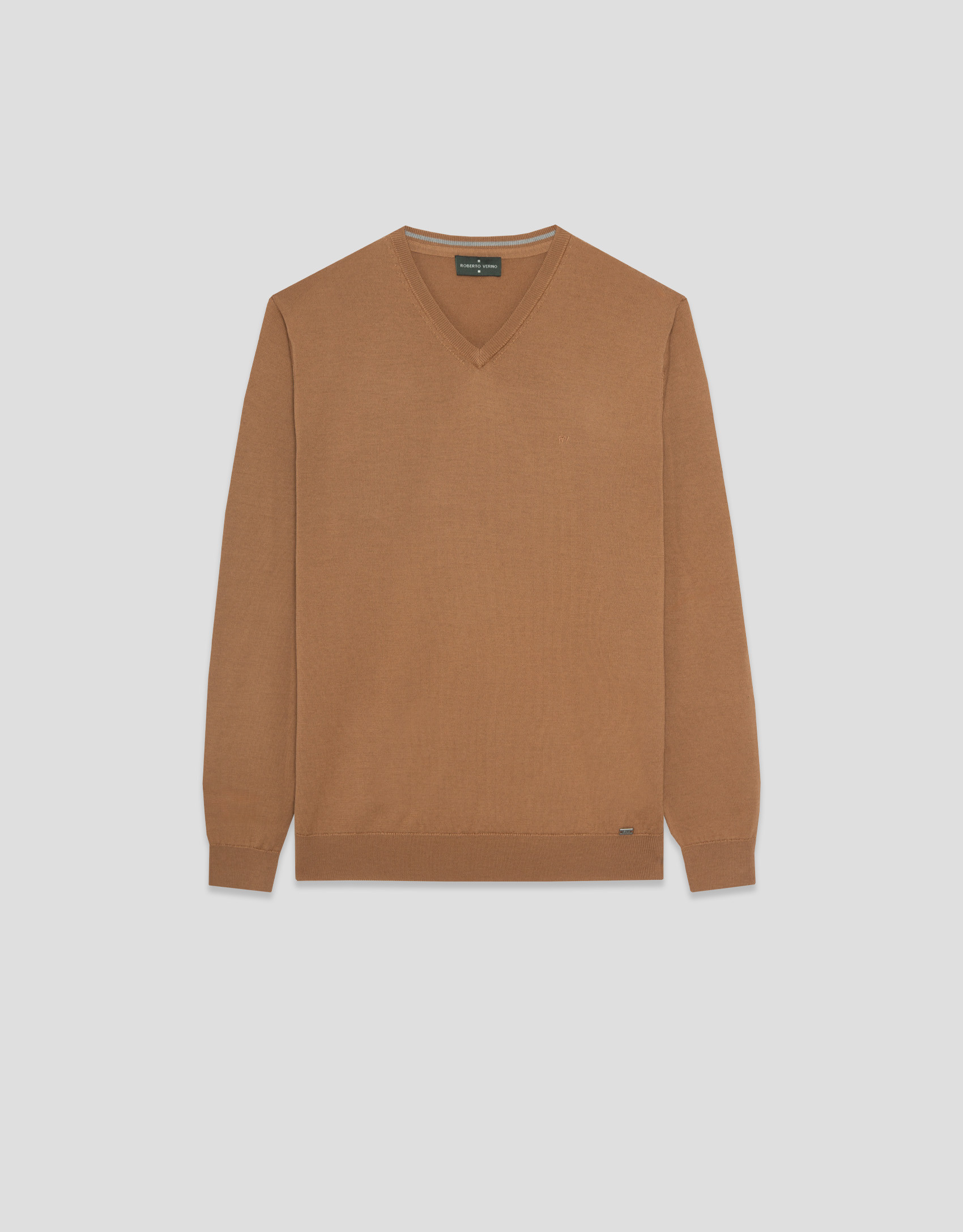 Camel V-neck sweater - Hombre - AW2026 | Roberto Verino