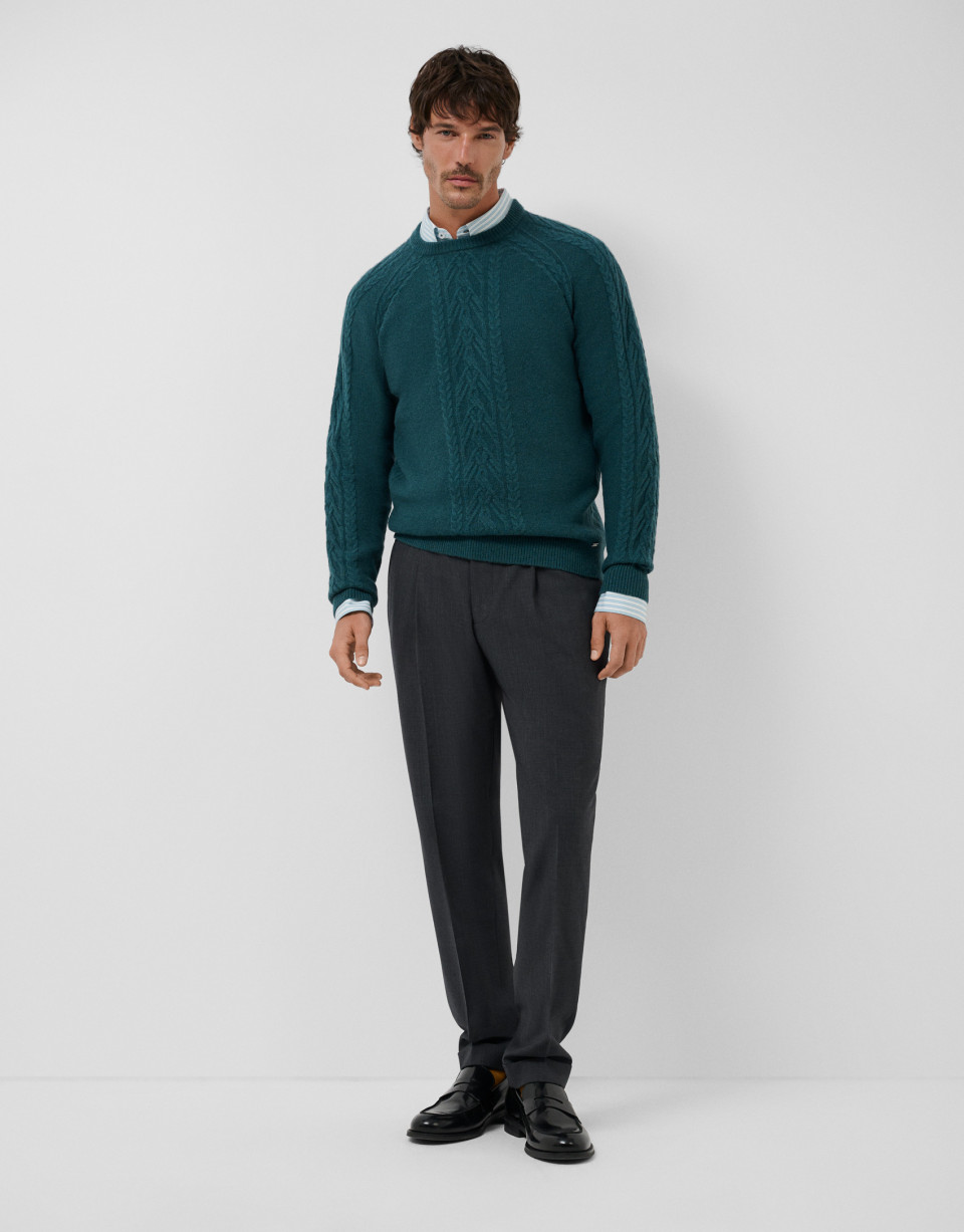 Teal braided sweater - Hombre - AW2026 | Roberto Verino