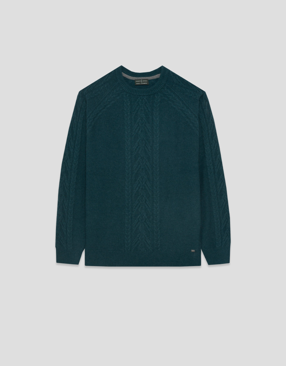 Teal braided sweater - Hombre - AW2026 | Roberto Verino