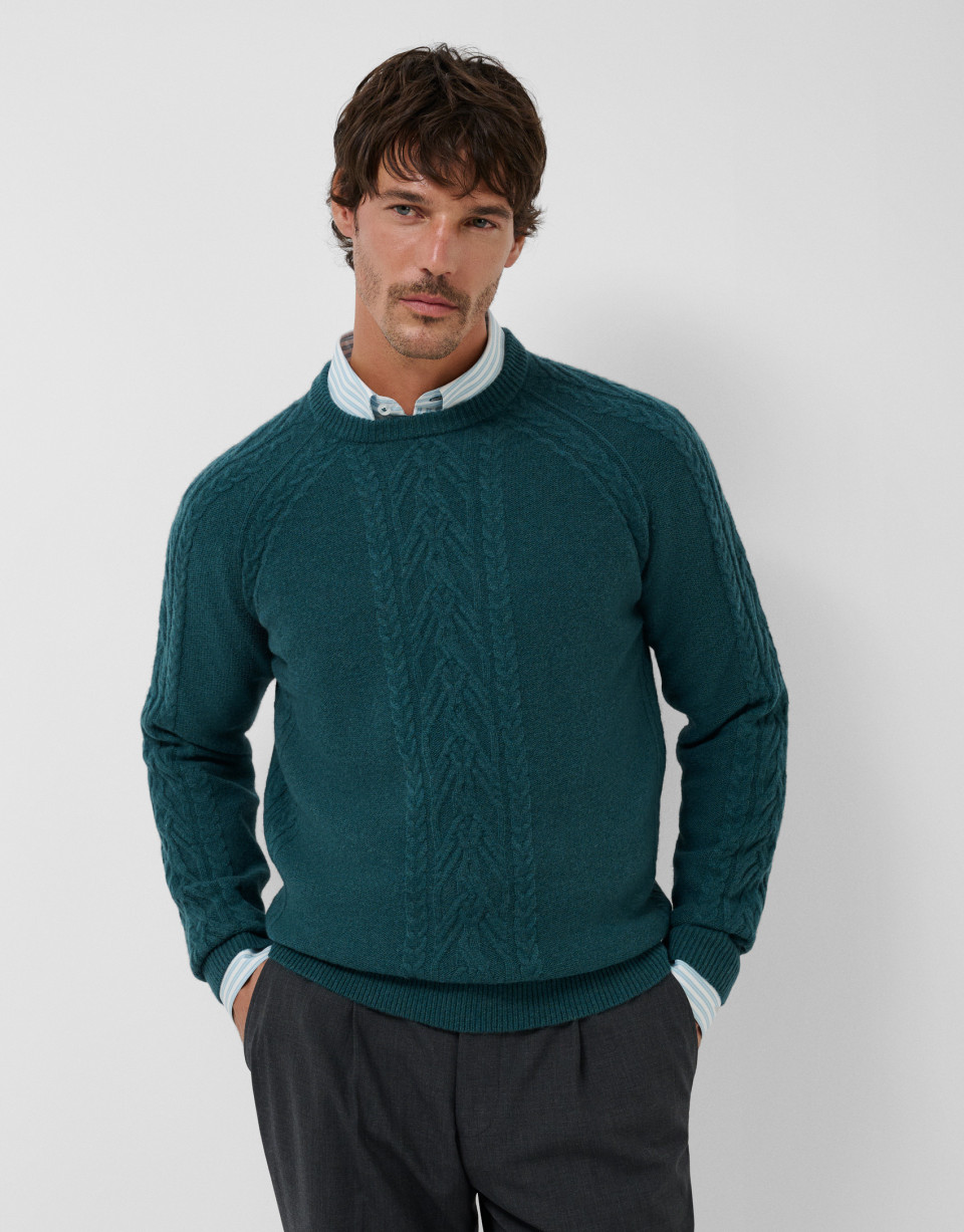 Jersey trenzas verde azulado - Hombre - OI2026 | Roberto Verino
