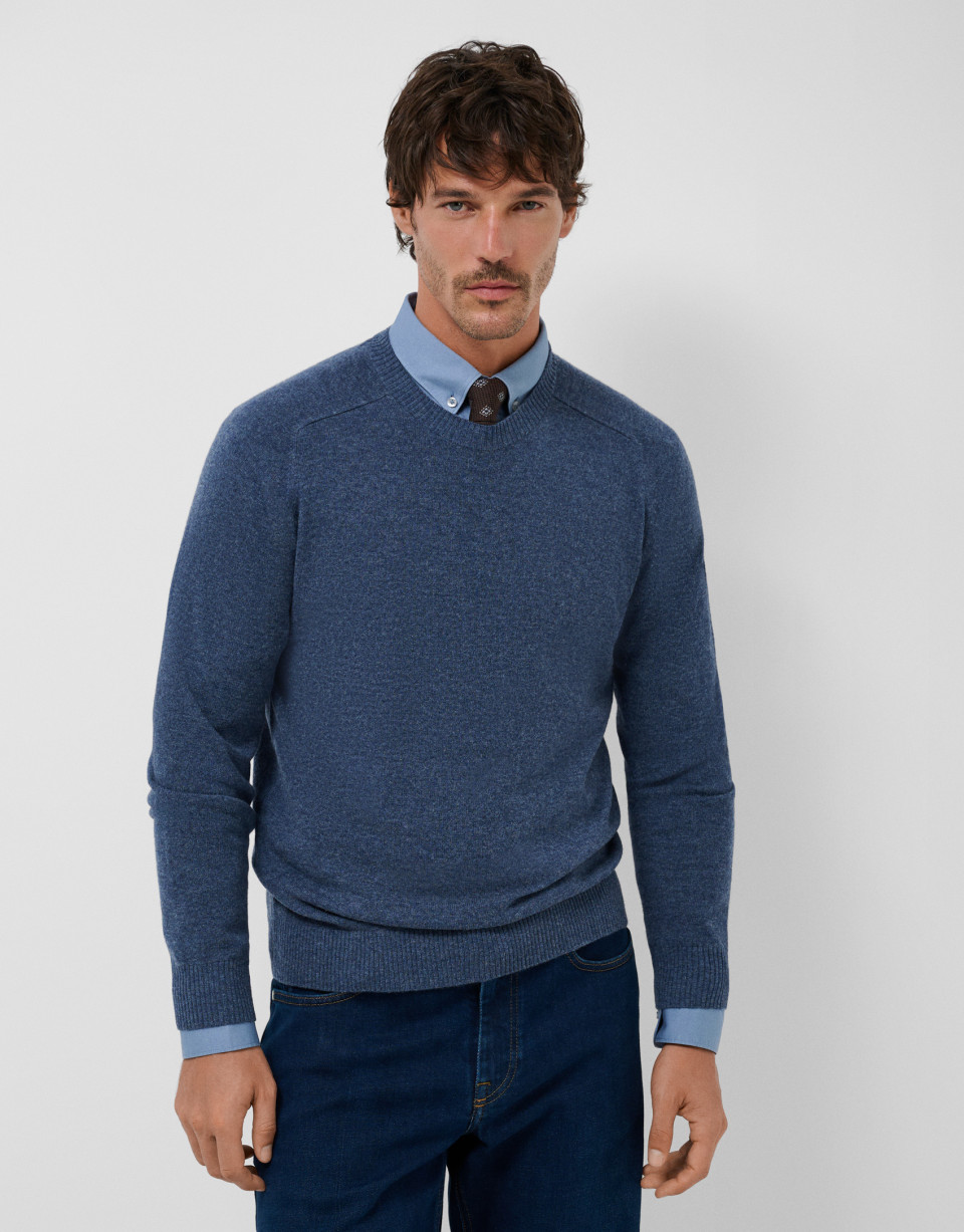 Jersey lana/cashmere azul medio - Hombre | Roberto Verino