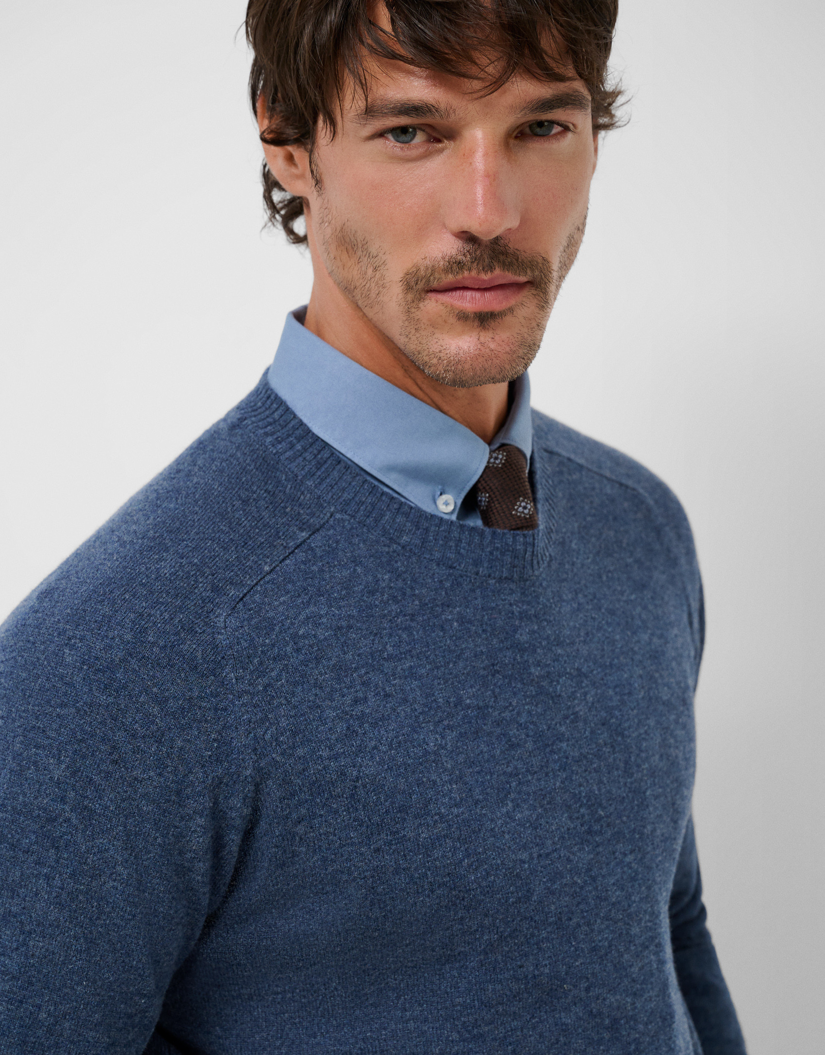 Jersey lana/cashmere azul medio - Hombre | Roberto Verino
