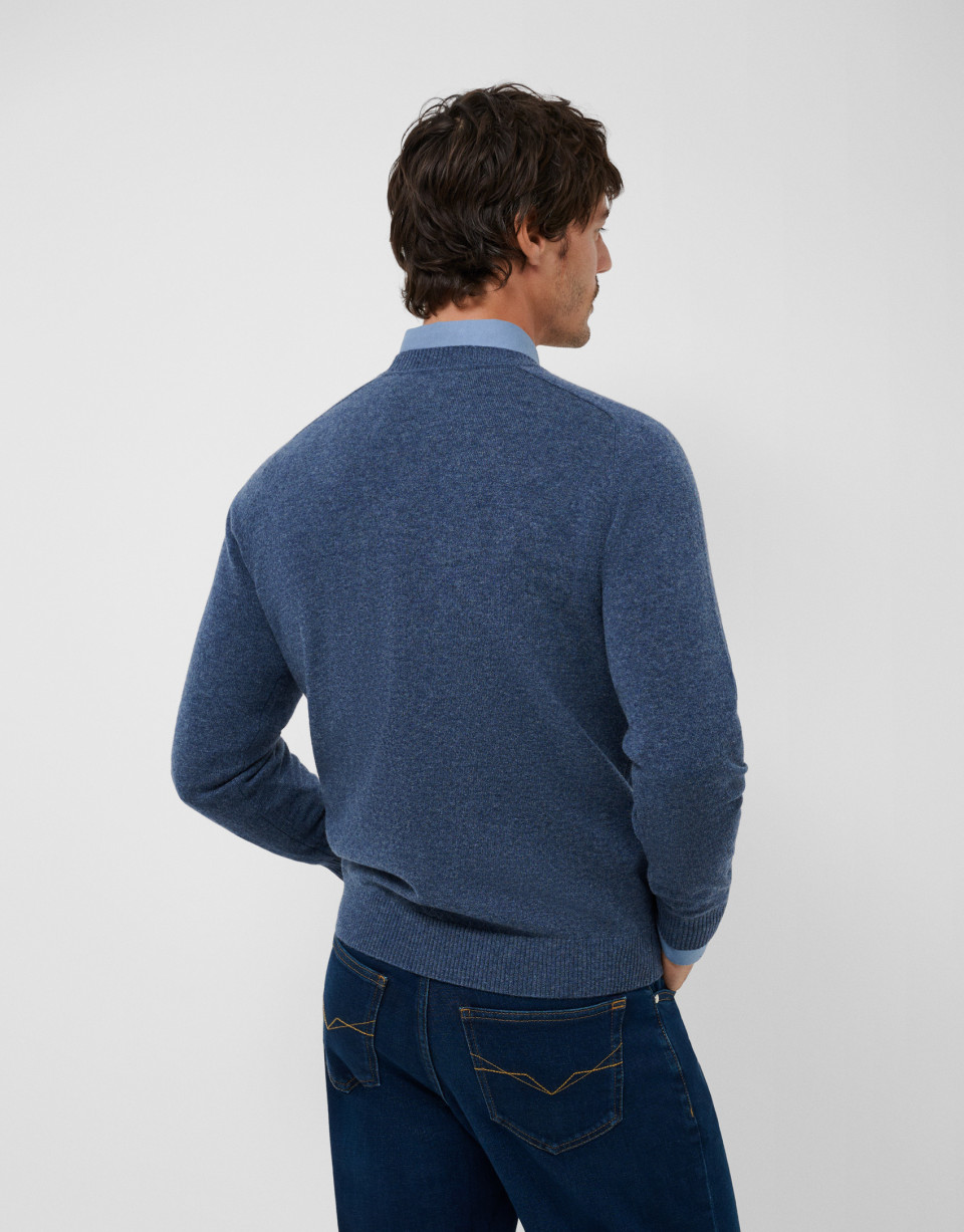 Jersey lana/cashmere azul medio - Hombre | Roberto Verino