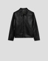 Cazadora piel negra cuello camisero - Hombre | Roberto Verino