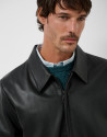 Cazadora piel negra cuello camisero - Hombre | Roberto Verino