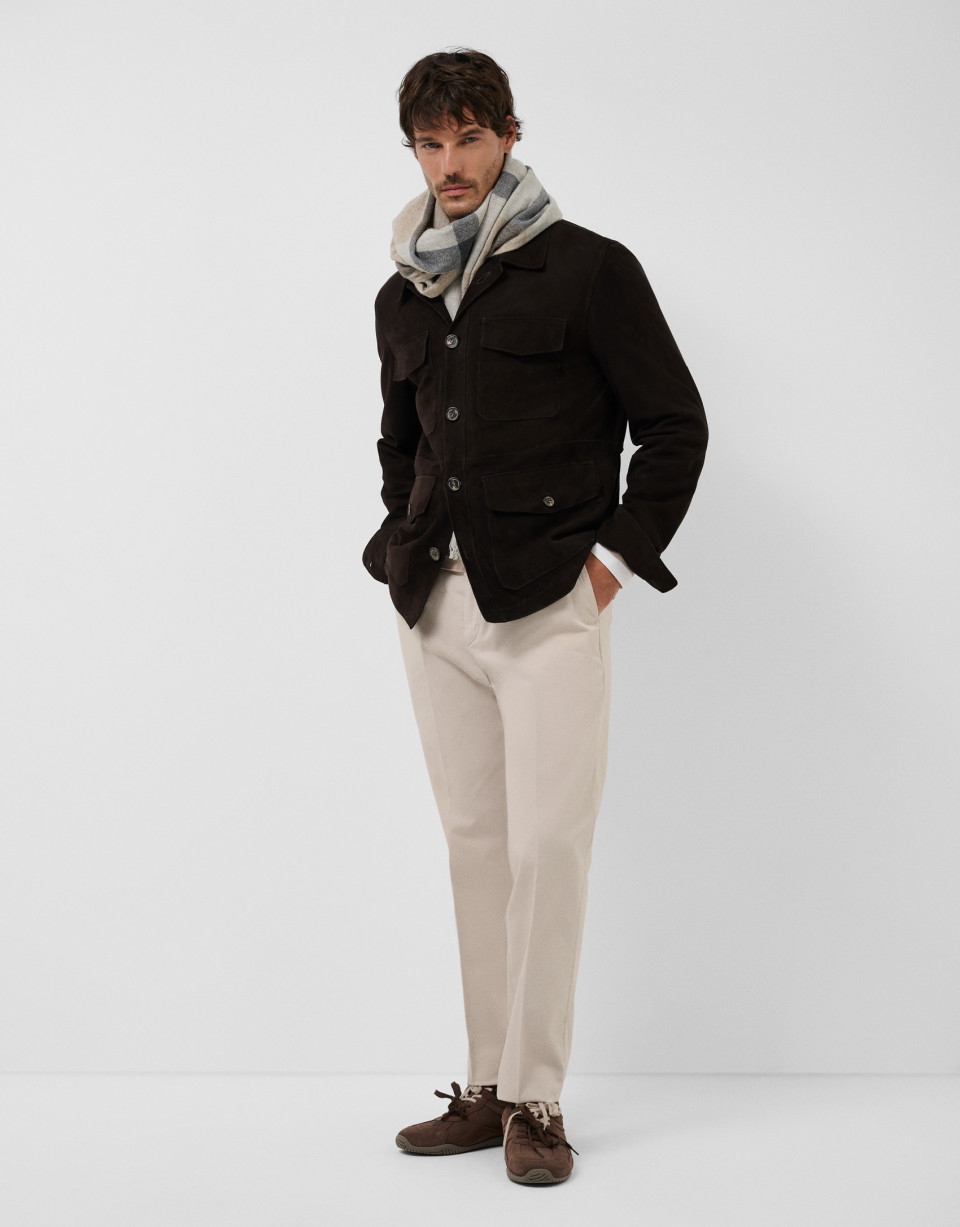 Brown suede safari jacket - Hombre - AW2026 | Roberto Verino