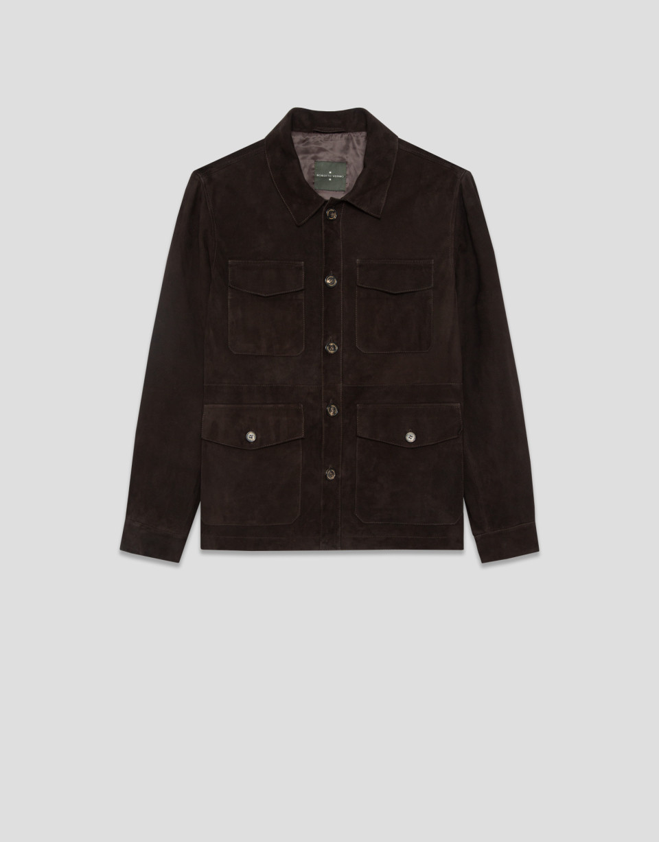 Brown suede safari jacket - Hombre - AW2026 | Roberto Verino