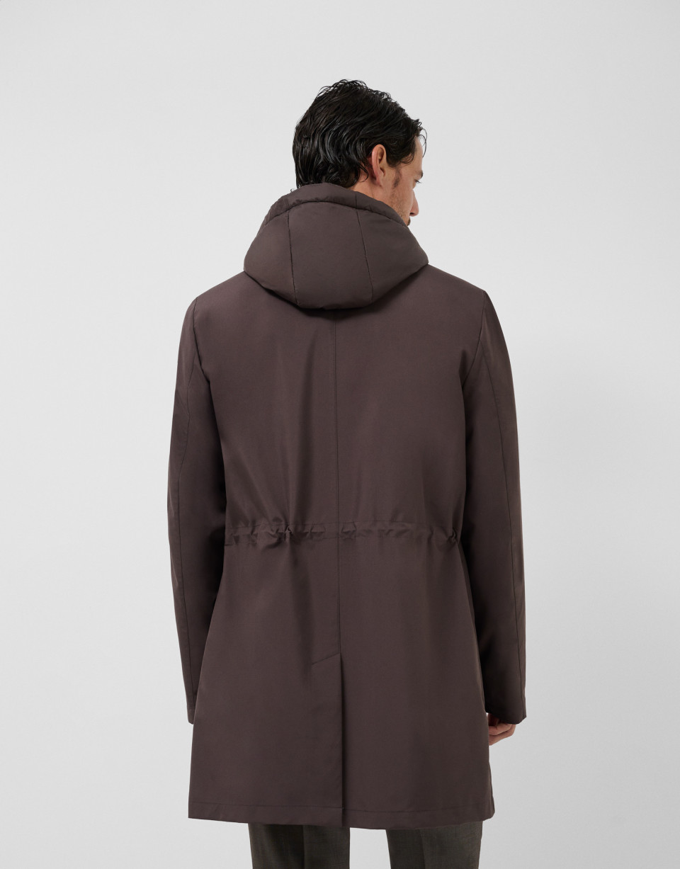 Brown trench coat with removable technical bib | Roberto Verino