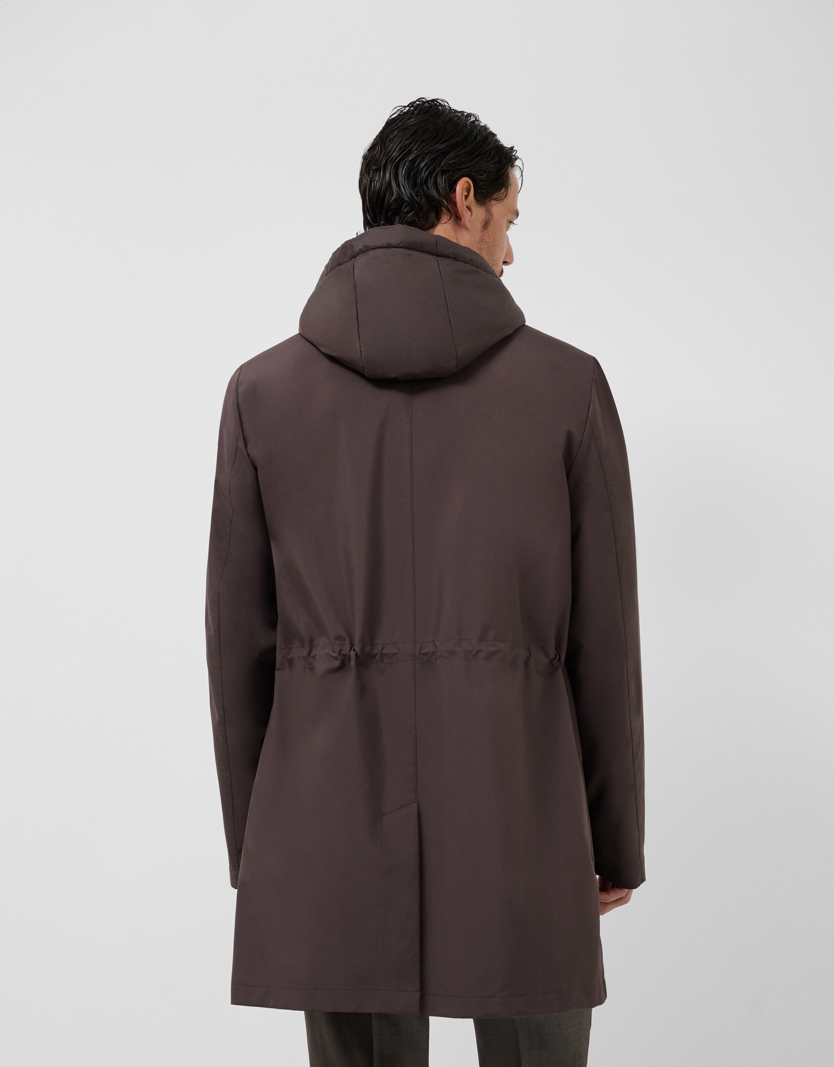 Brown trench coat with removable technical bib | Roberto Verino