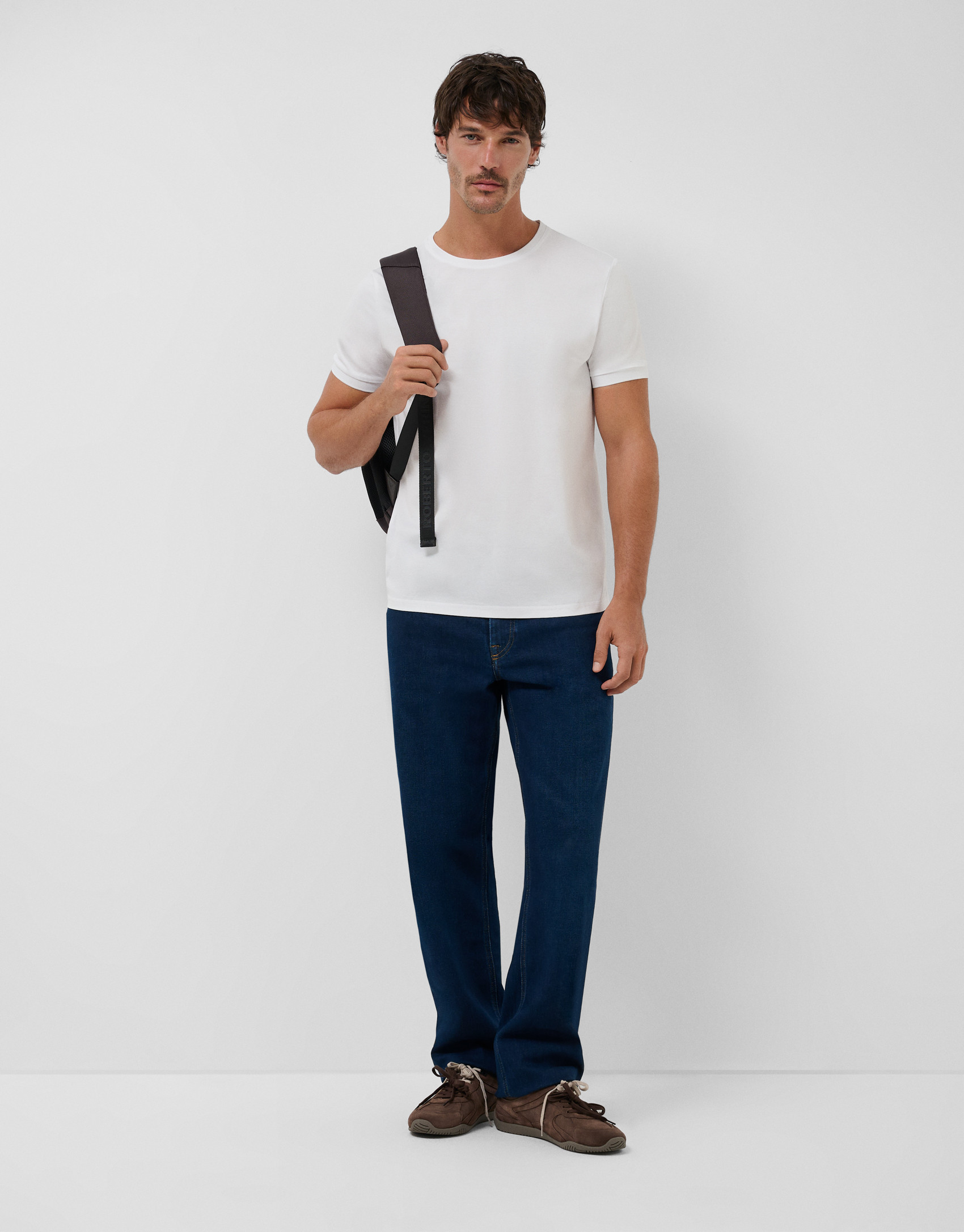 White mercerised T-shirt - Man - SS2026 | Roberto Verino
