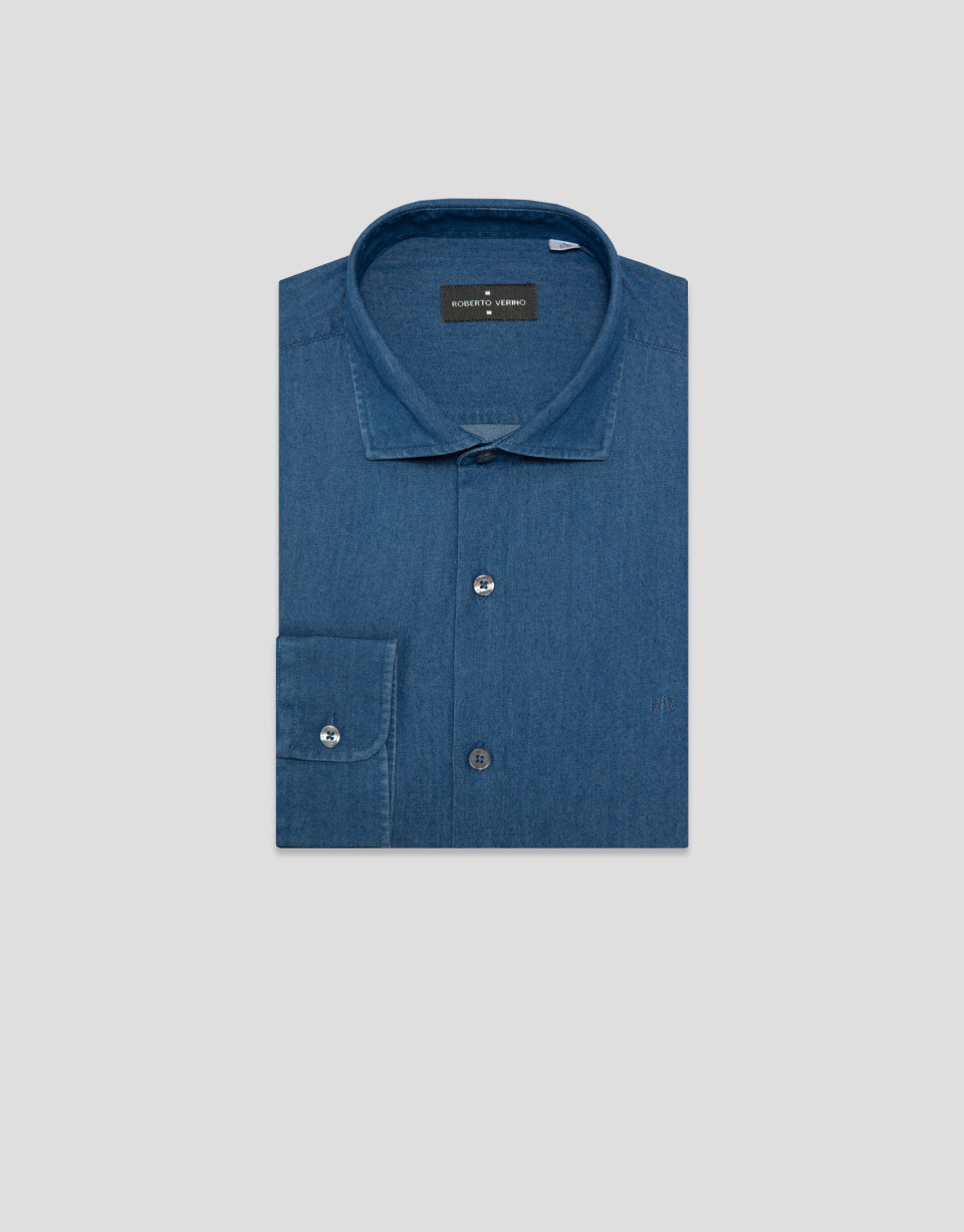 Camisa sport regular vaquera azul - Hombre | Roberto Verino
