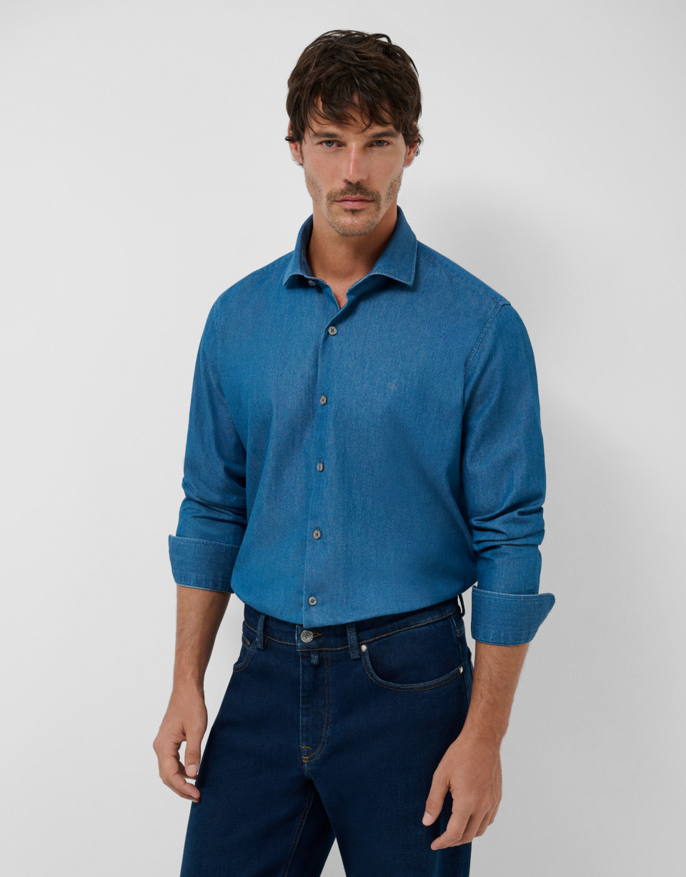 Camisa sport regular vaquera azul - Hombre | Roberto Verino