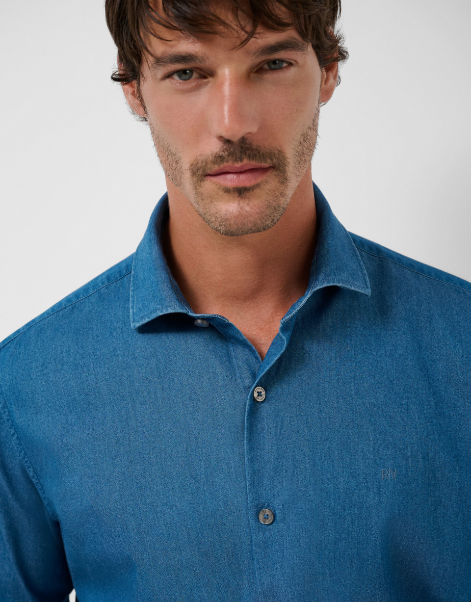 Camisa sport regular vaquera azul - Hombre | Roberto Verino