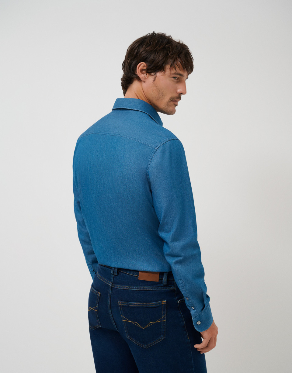 Regular blue denim sport shirt - Hombre | Roberto Verino