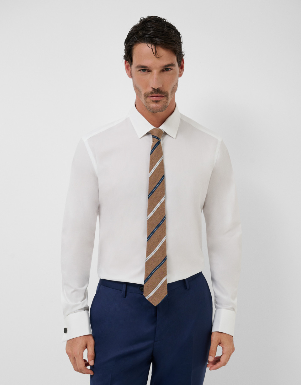 Slim white dress shirt with twin cuffs - Hombre | Roberto Verino