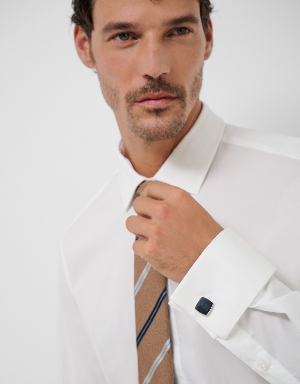 Slim white dress shirt with twin cuffs - Hombre | Roberto Verino