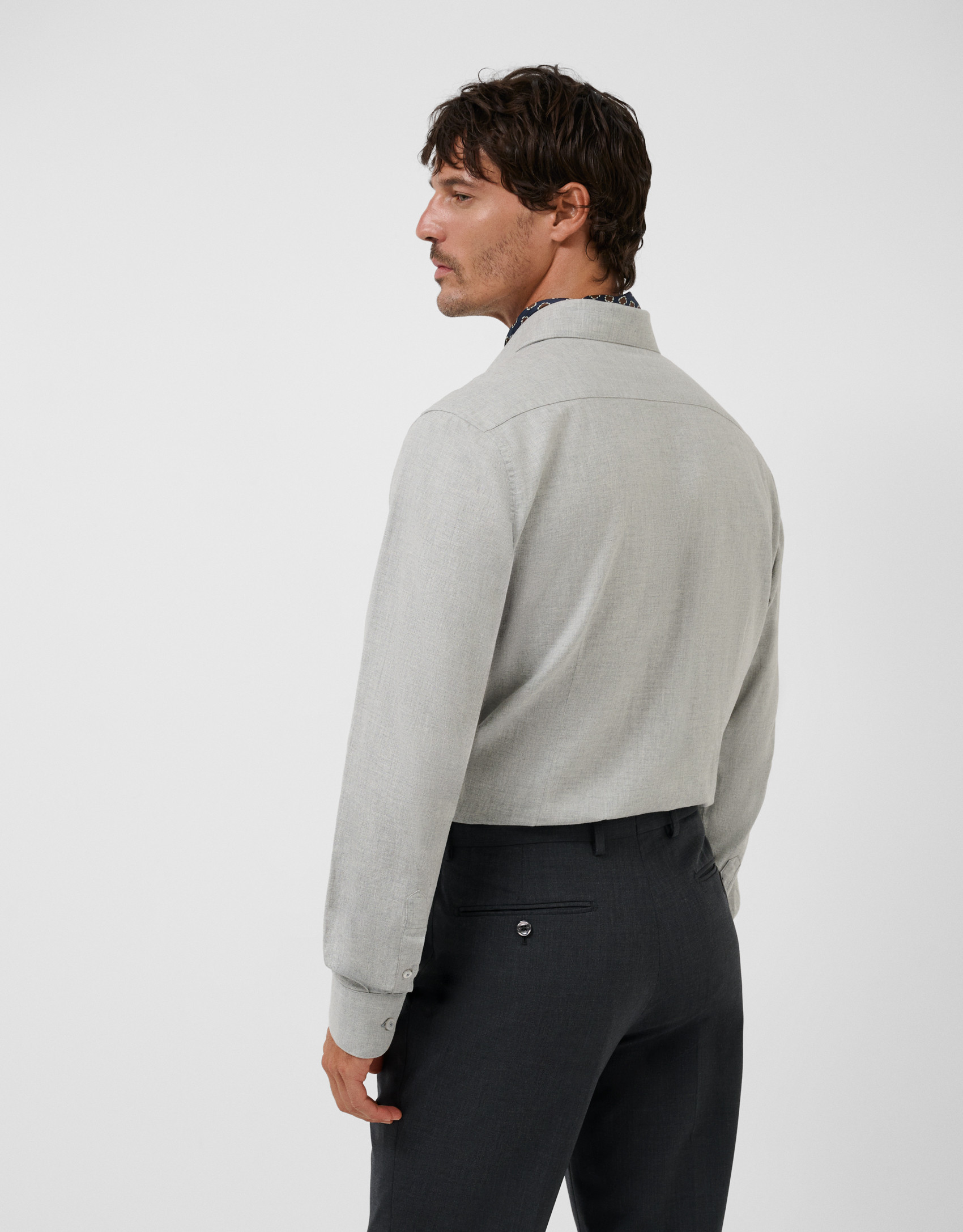 Camisa sport regular sarga gris melange | Roberto Verino