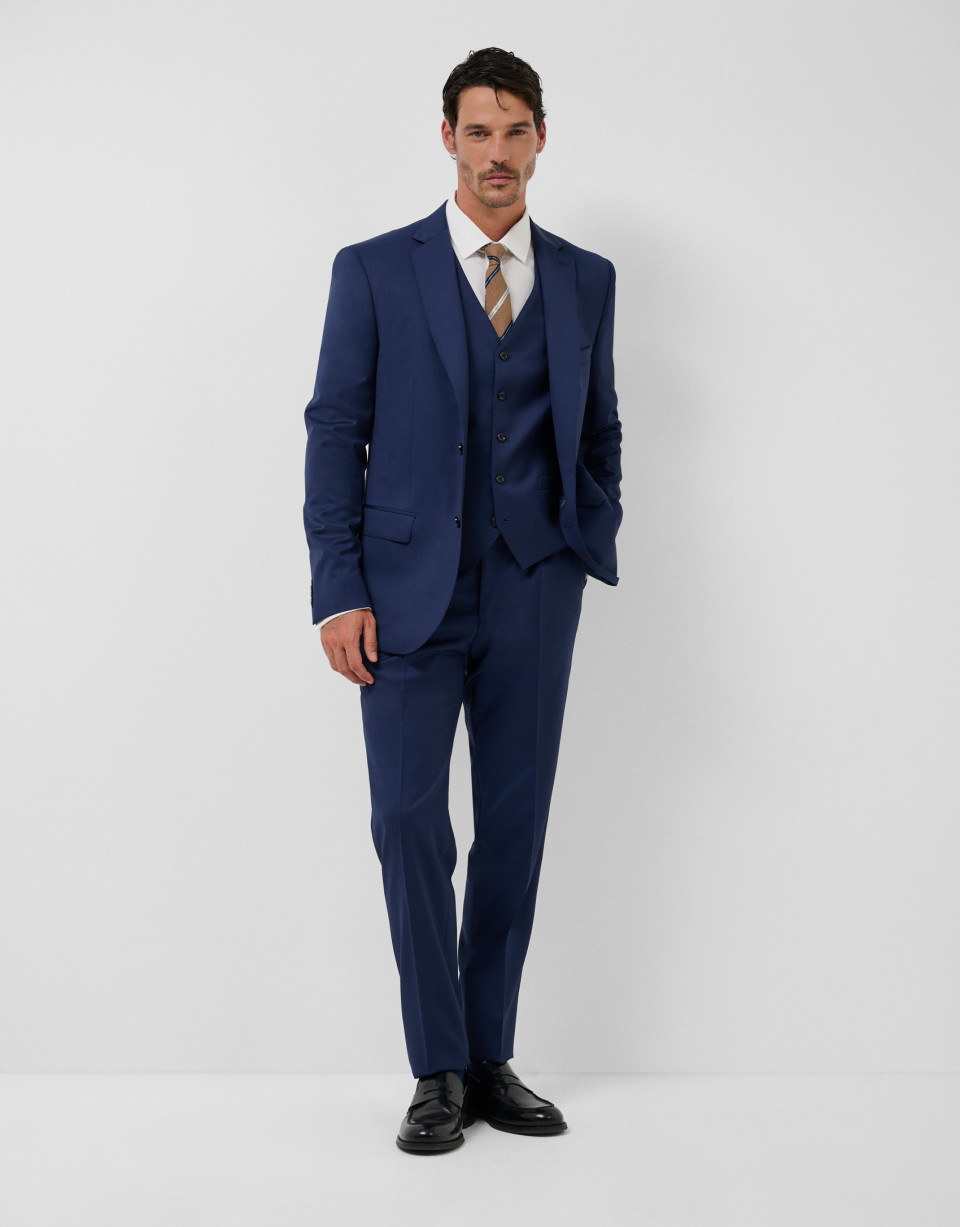 Half canvas slim fit fake plain blue suit | Roberto Verino