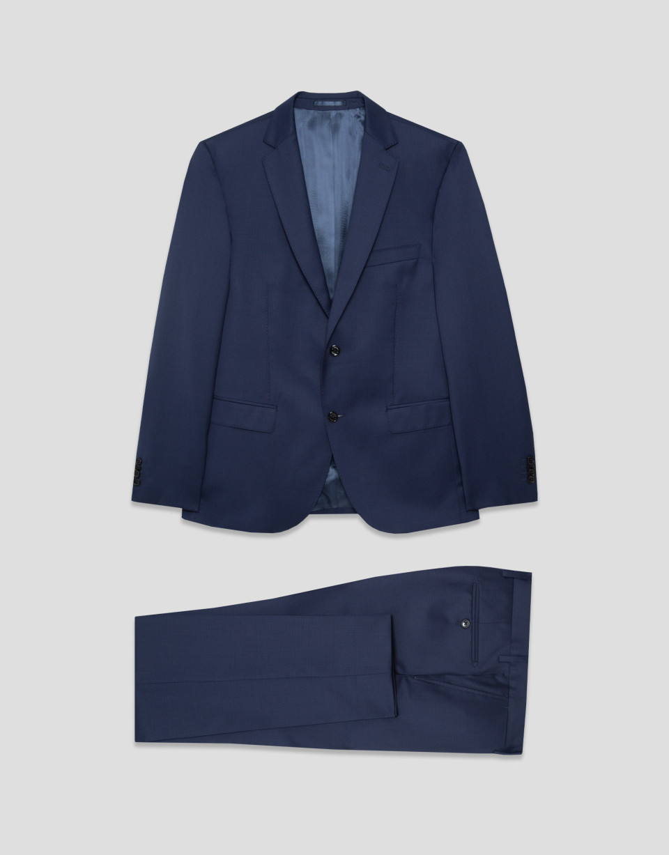 Traje half canvas slim fit falso liso azul | Roberto Verino