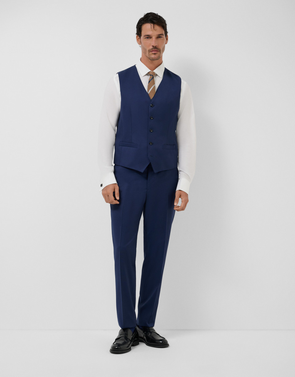 Traje half canvas slim fit falso liso azul | Roberto Verino