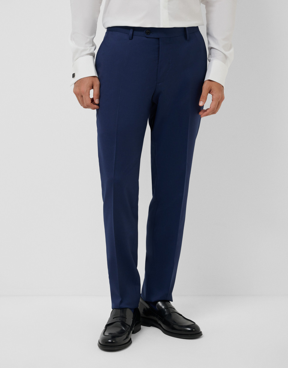 Half canvas slim fit fake plain blue suit | Roberto Verino