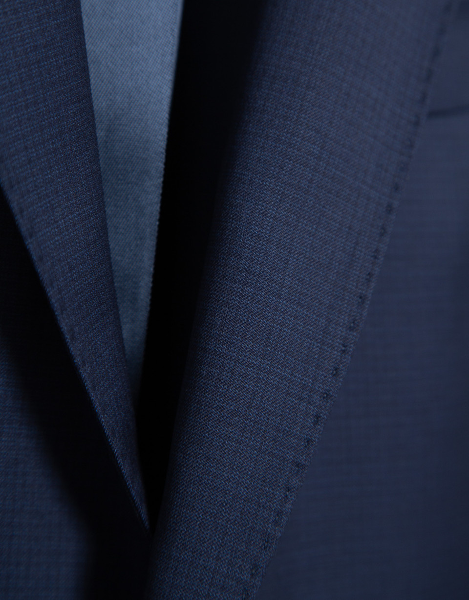 Half canvas slim fit fake plain blue suit | Roberto Verino
