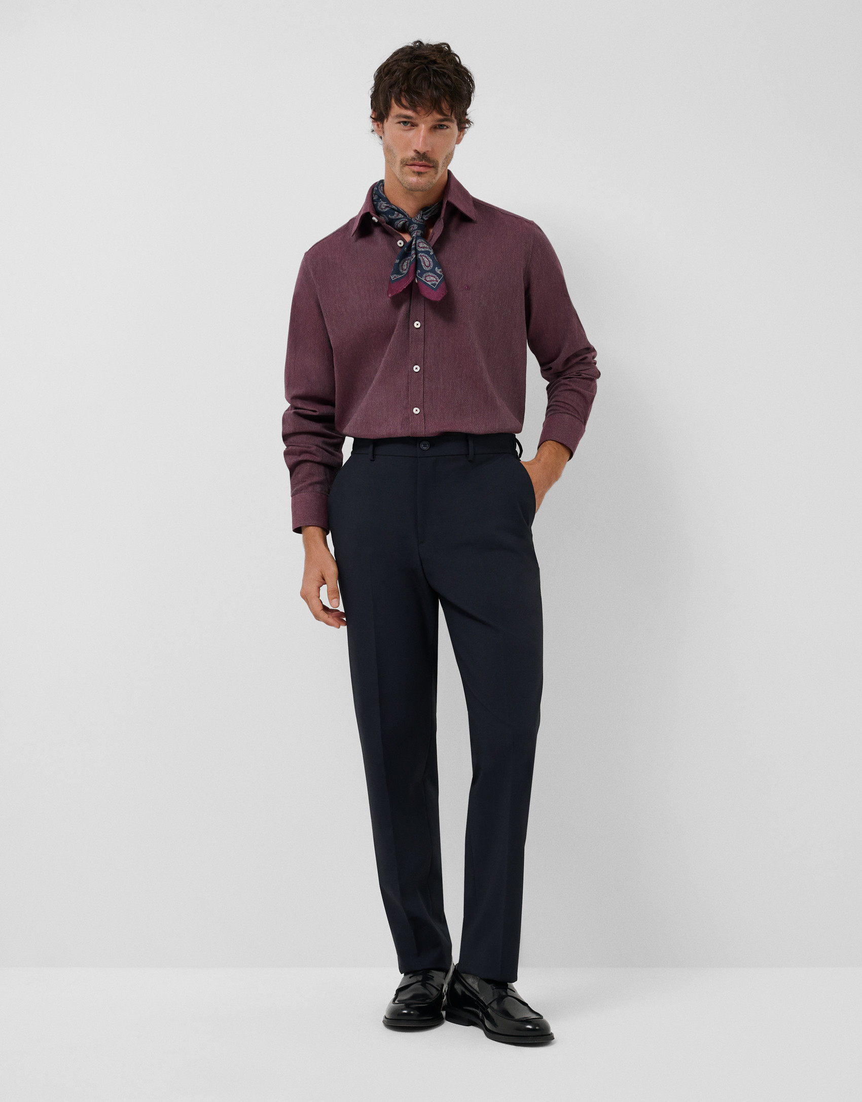 Camisa sport regular sarga cereza - Hombre | Roberto Verino