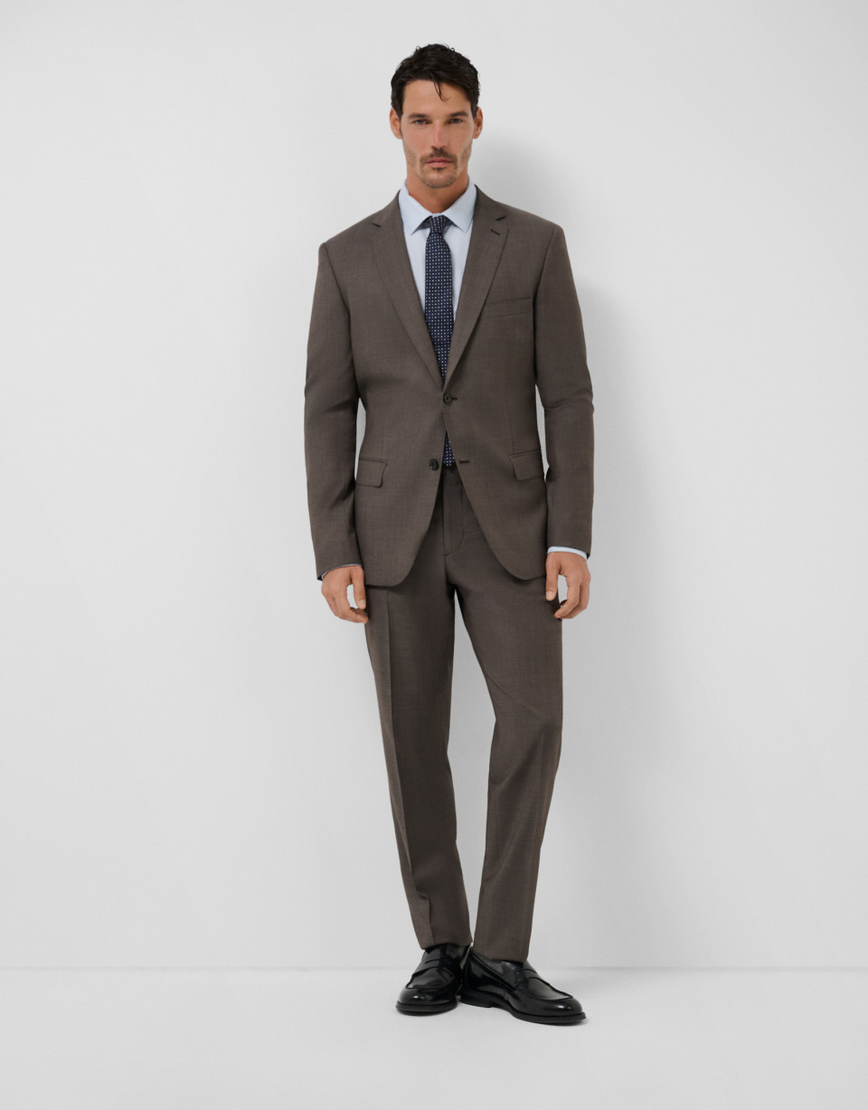 Traje half canvas slim fit liso marrón | Roberto Verino