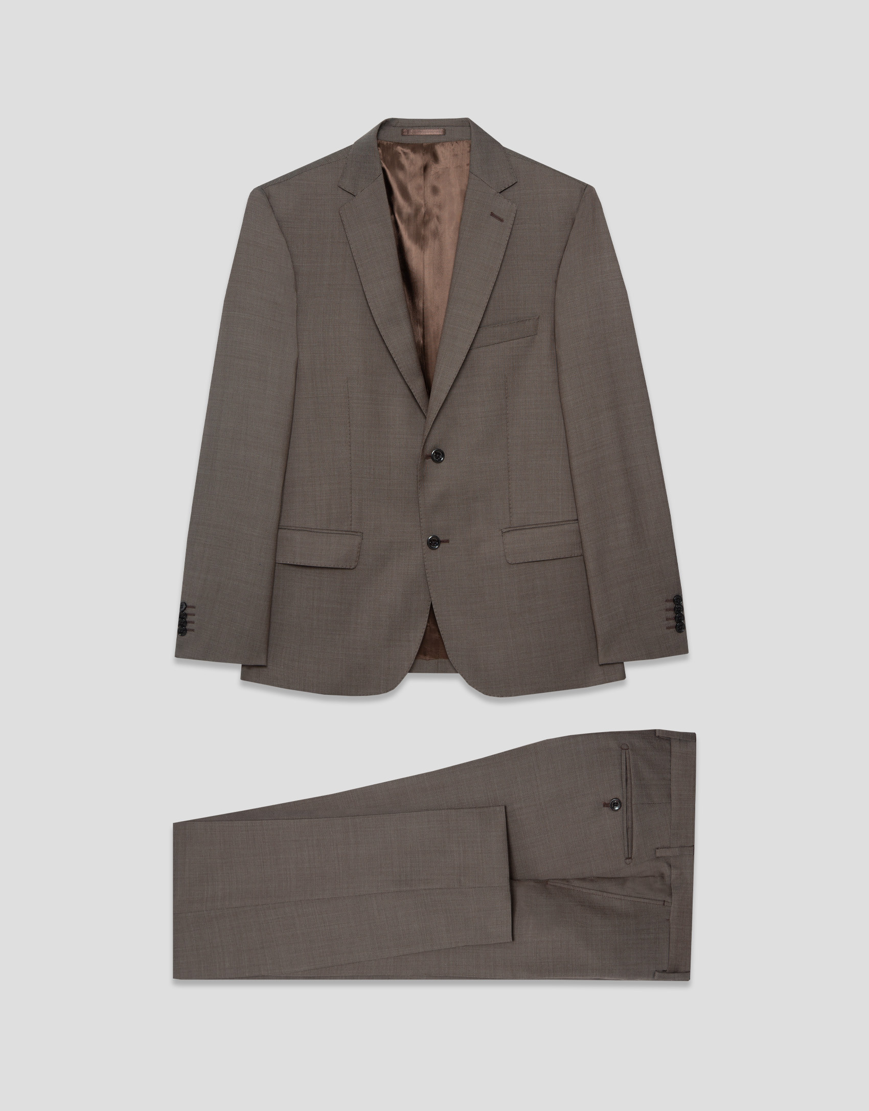 Brown plain slim fit half canvas suit - Hombre | Roberto Verino