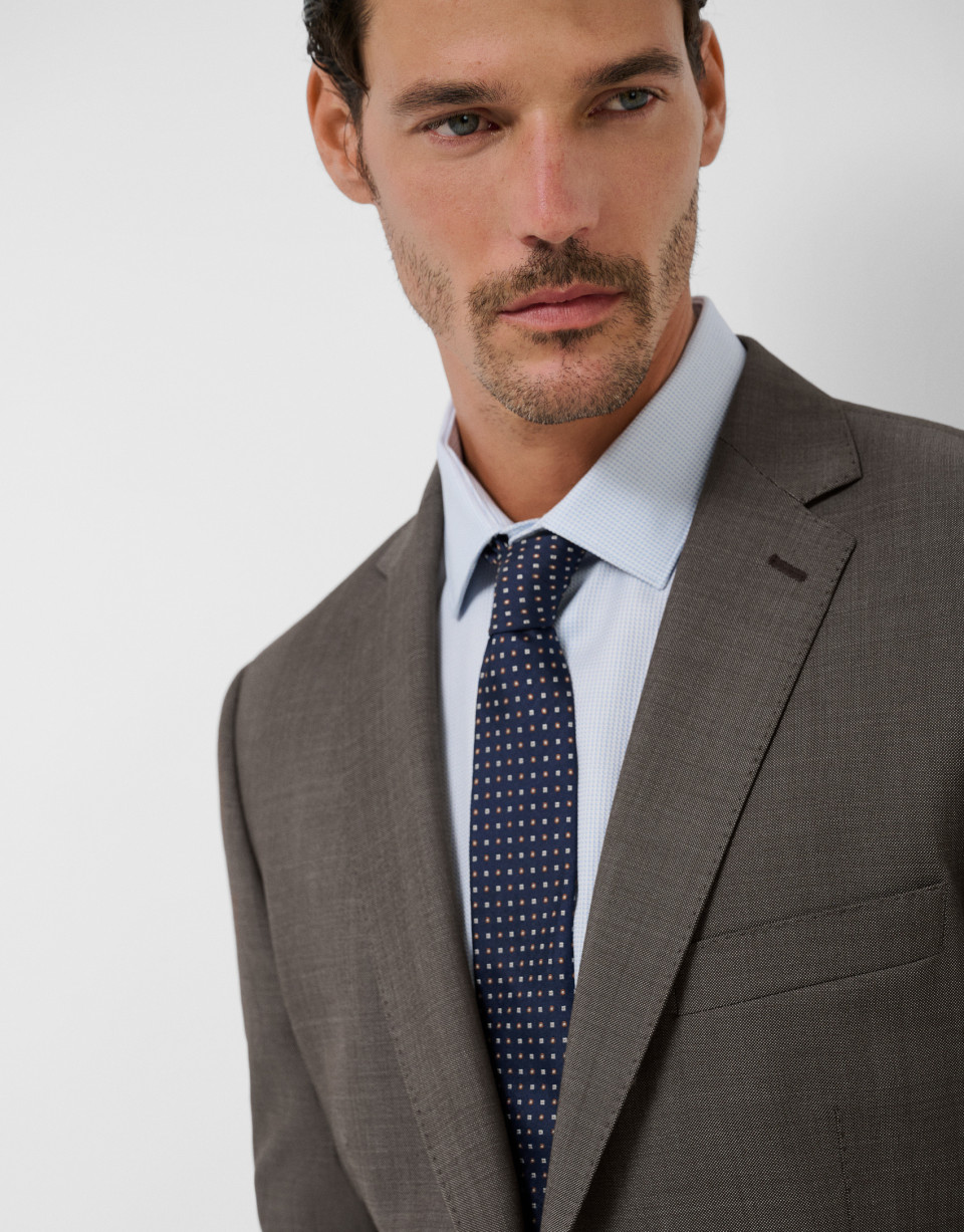 Brown plain slim fit half canvas suit - Hombre | Roberto Verino