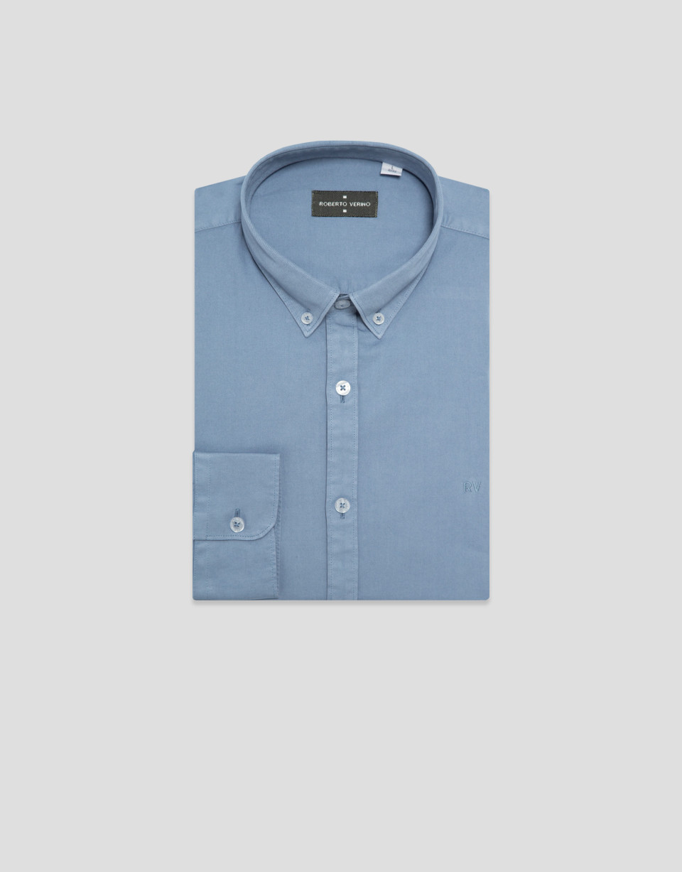 Camisa sport regular tintada azul grisáceo | Roberto Verino