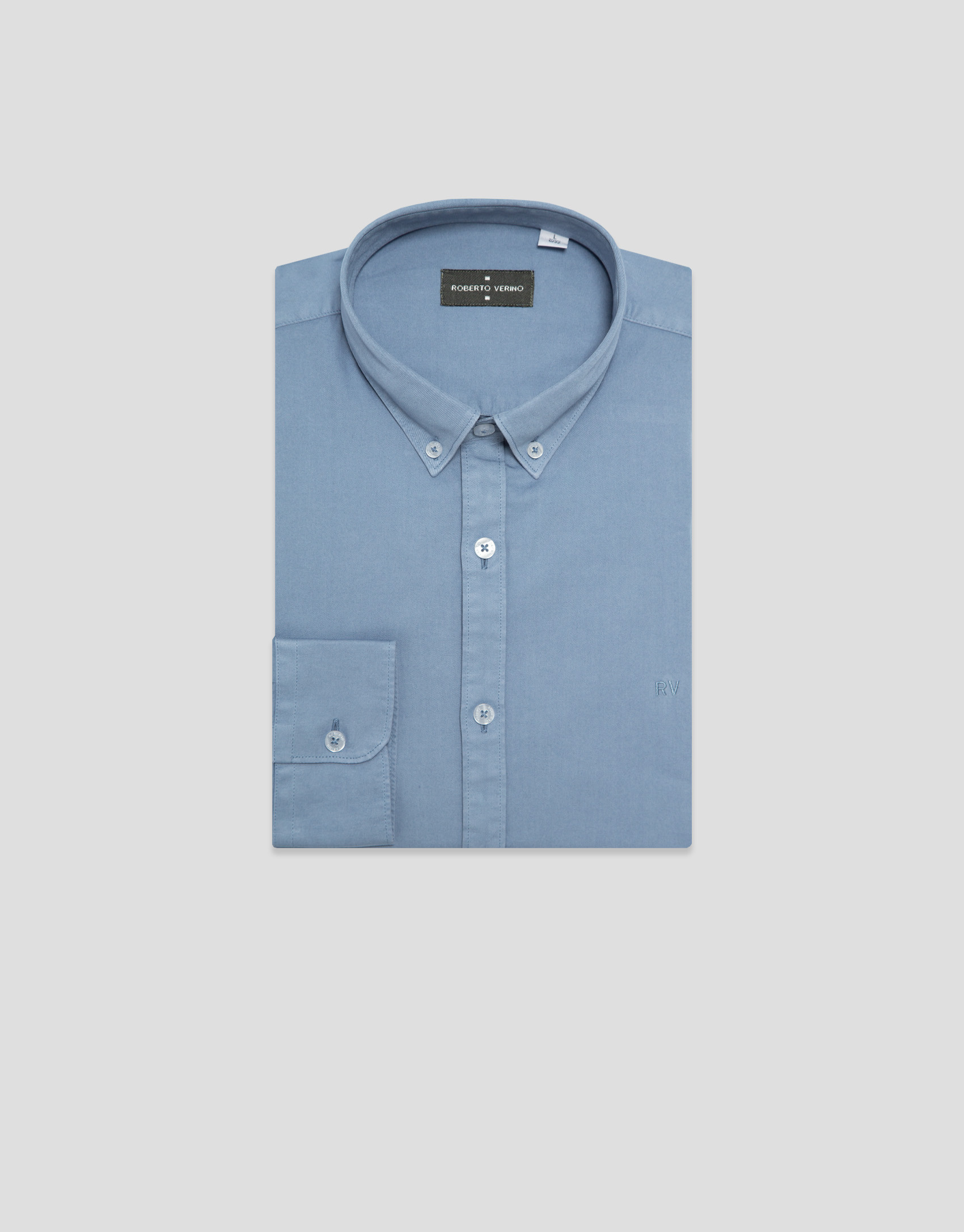 Camisa sport regular tintada azul grisáceo | Roberto Verino