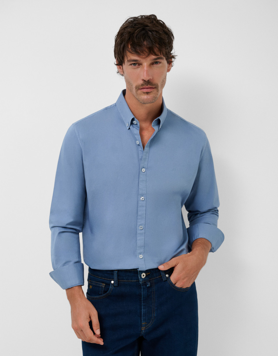 Camisa sport regular tintada azul grisáceo | Roberto Verino