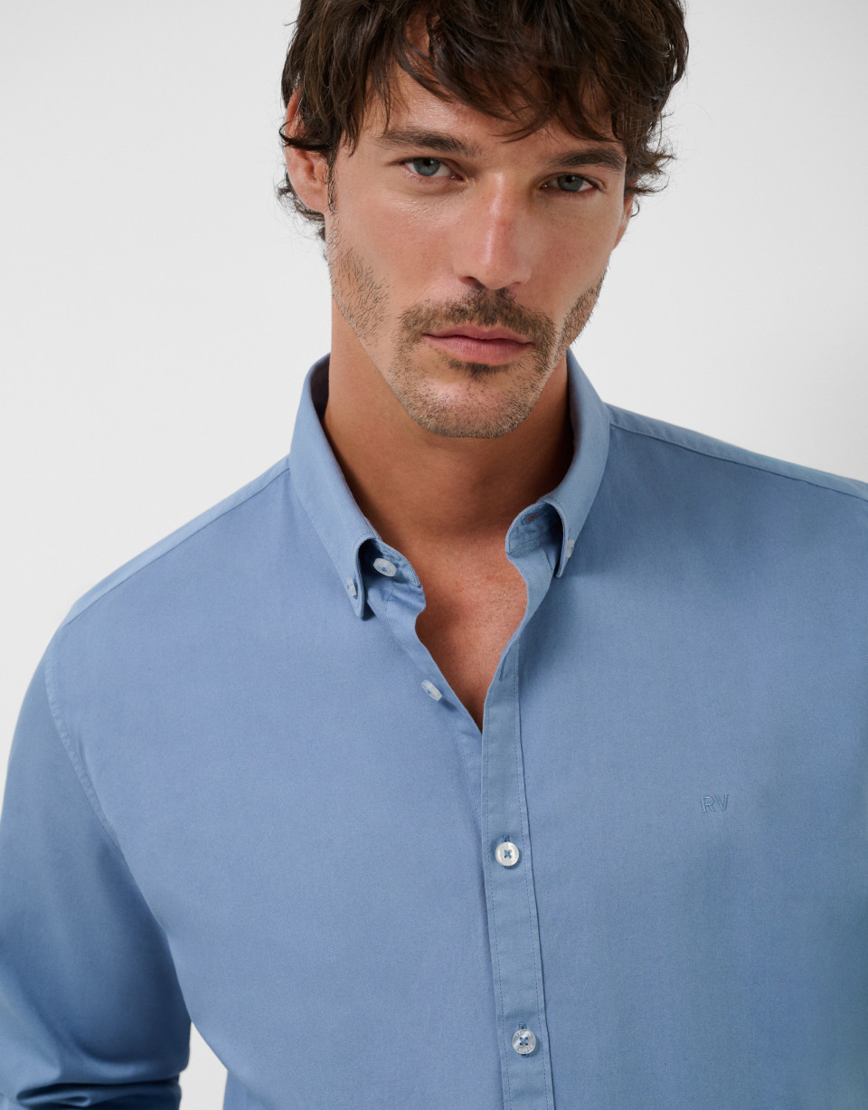 Camisa sport regular tintada azul grisáceo | Roberto Verino