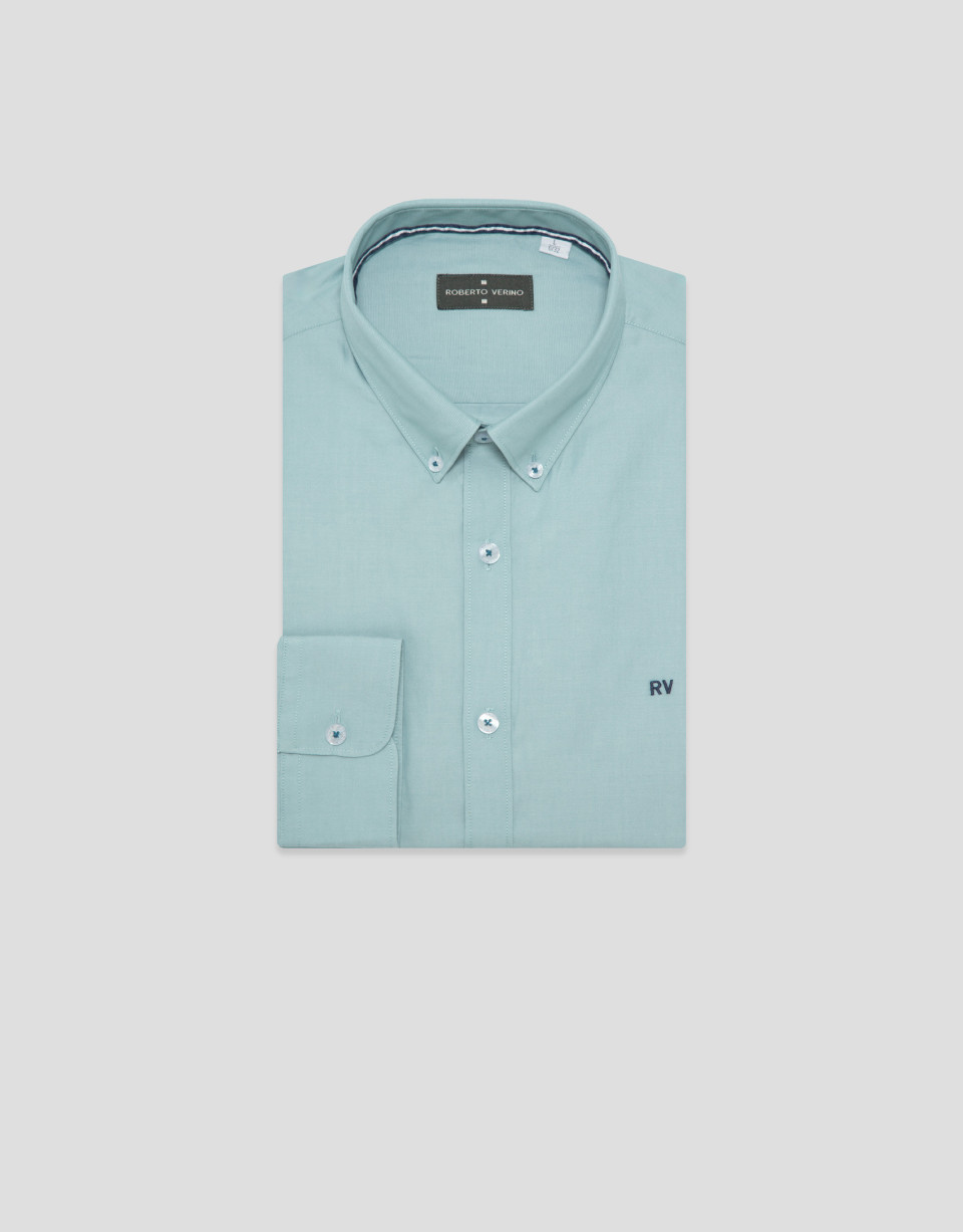 Camisa sport regular Oxford verde azulado | Roberto Verino