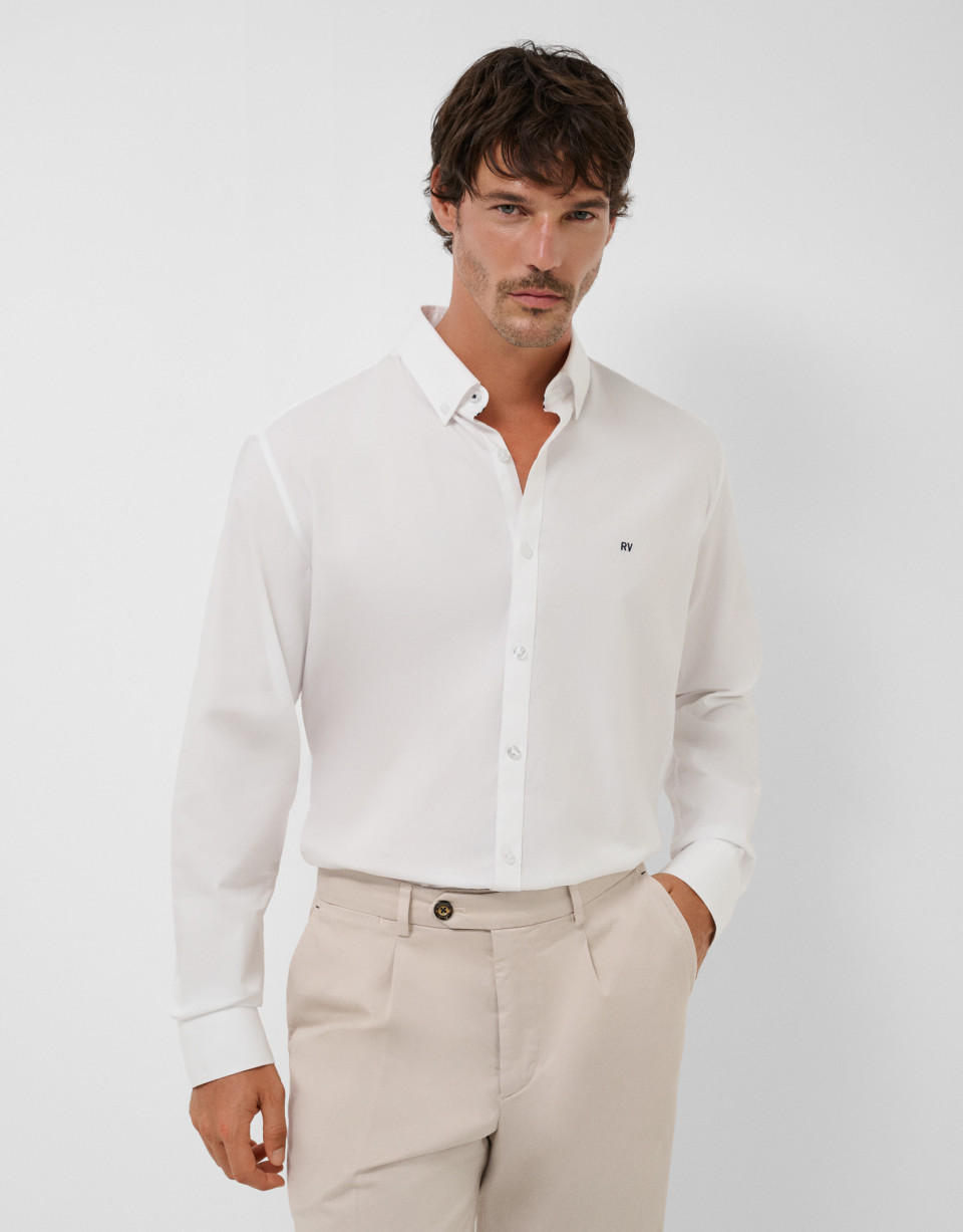 Camisa sport regular Oxford blanco - Hombre | Roberto Verino