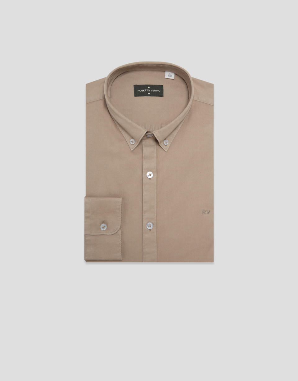 Camisa sport regular tintada camel - Hombre | Roberto Verino