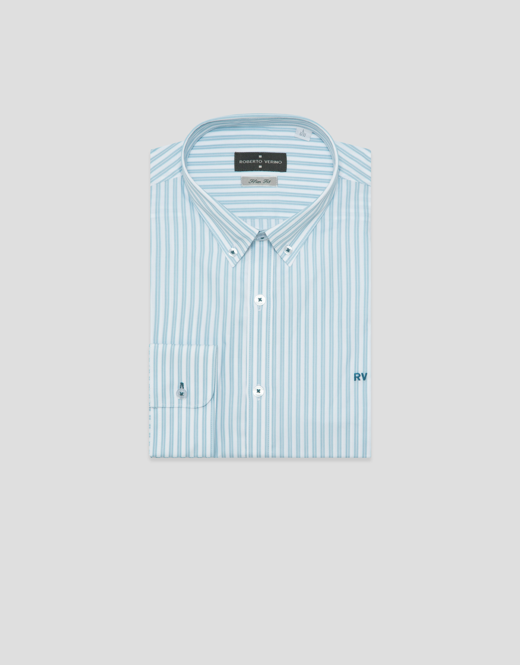 Camisa sport slim rayas azul medio - Hombre | Roberto Verino