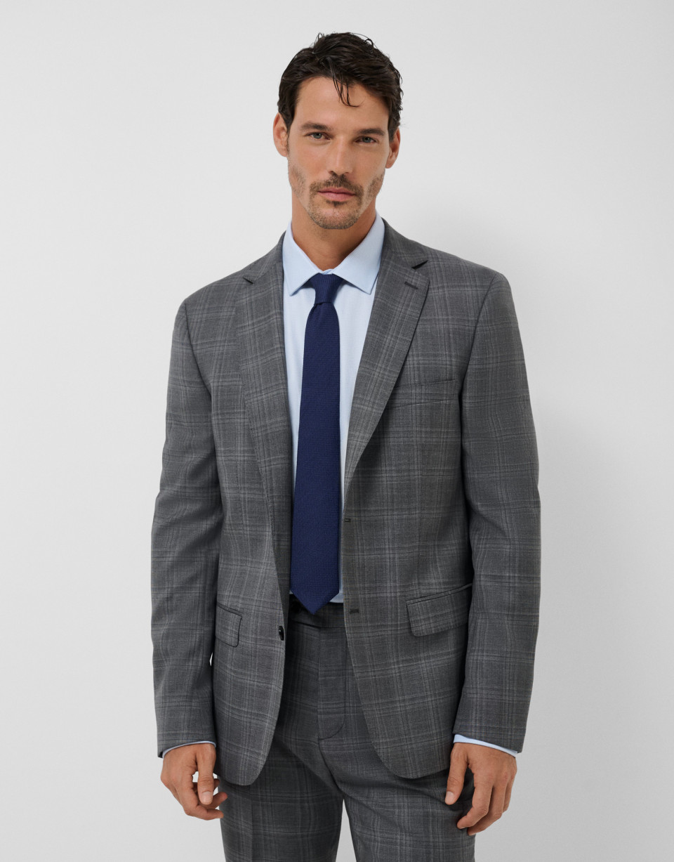 Traje half canvas slim fit cuadros grises | Roberto Verino