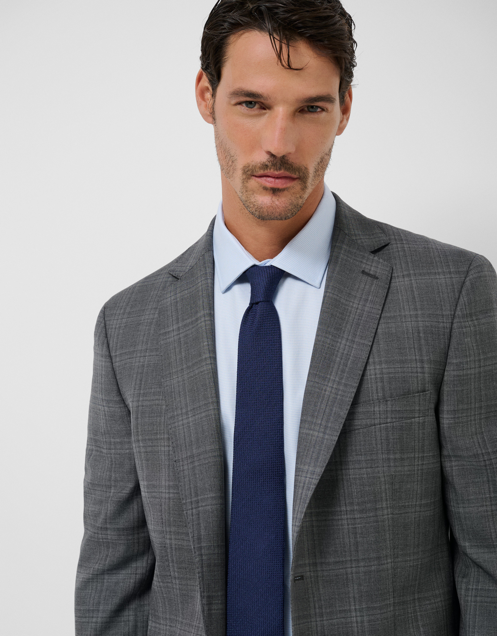Traje half canvas slim fit cuadros grises | Roberto Verino