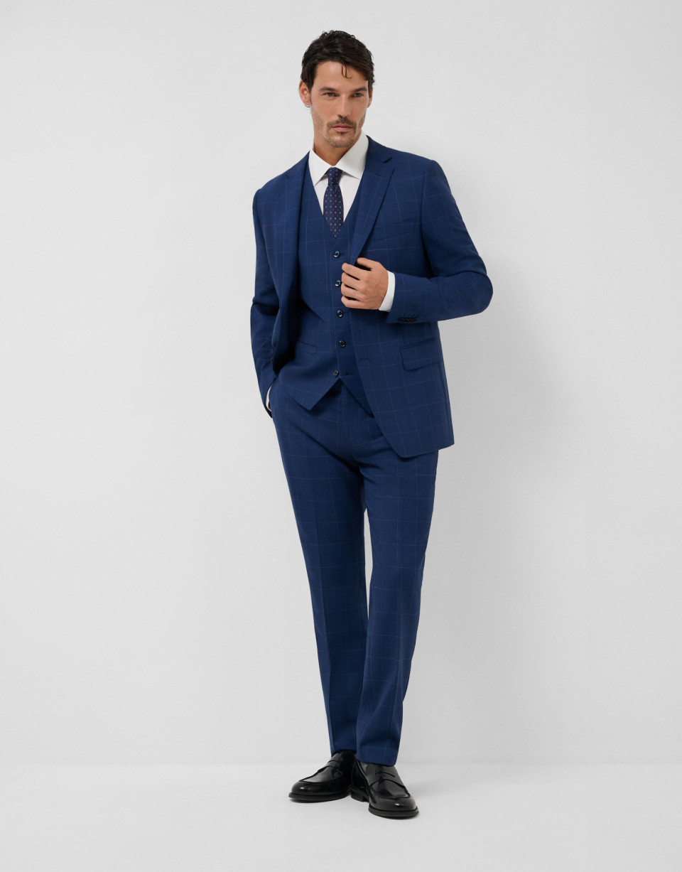 Traje half canvas slim fit cuadro azul perfil... | Roberto Verino