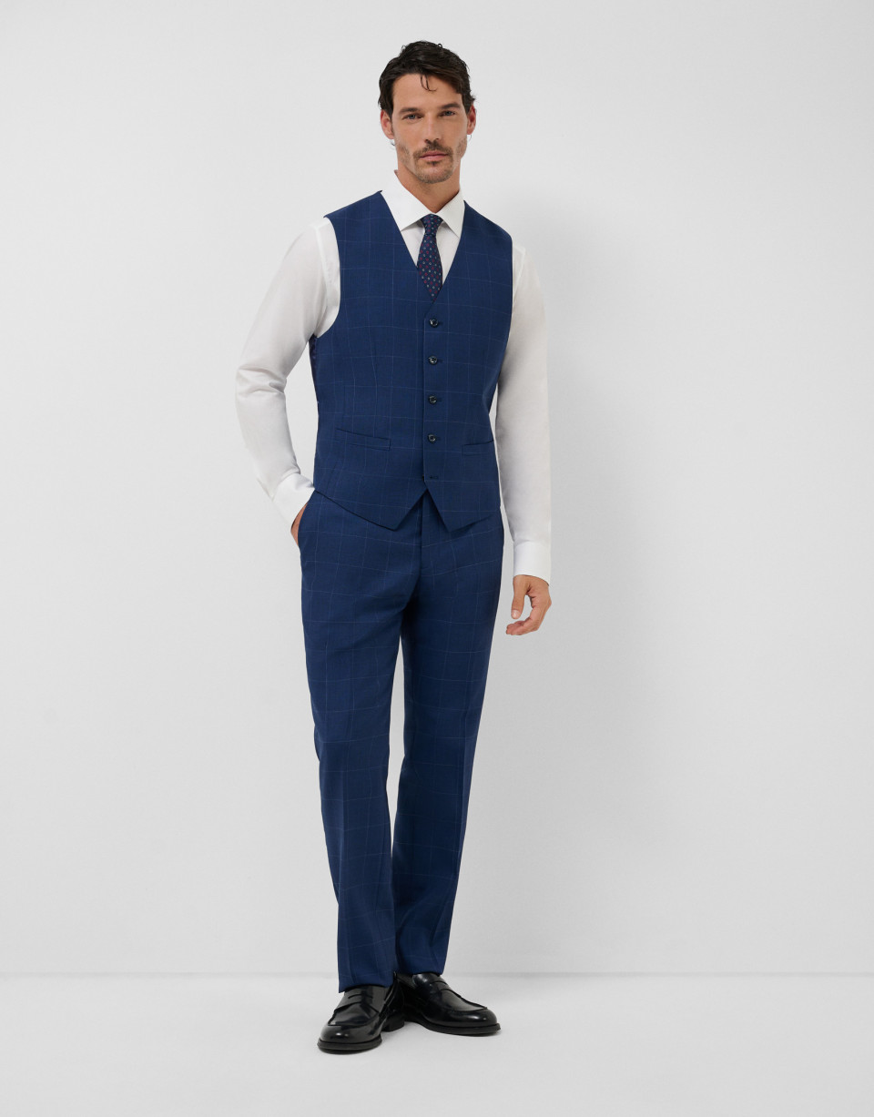Traje half canvas slim fit cuadro azul perfil... | Roberto Verino