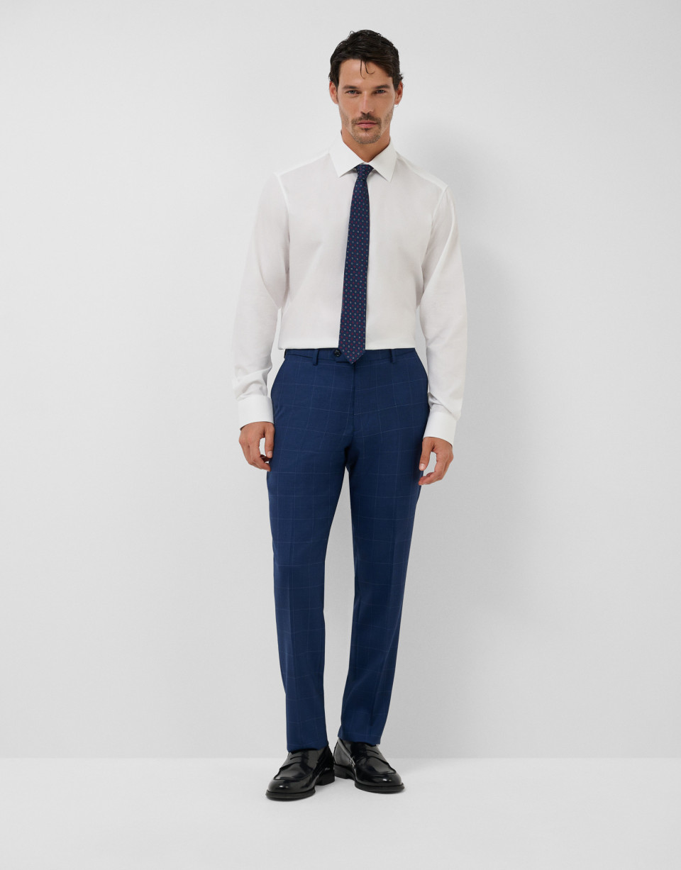 Traje half canvas slim fit cuadro azul perfil... | Roberto Verino